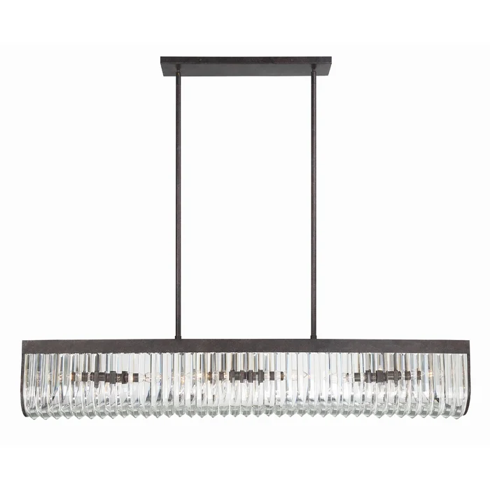 Alister 6 Light Charcoal Bronze Linear Chandelier Hand Cut Crystal 49.75″W x 8.5″H x 7″D