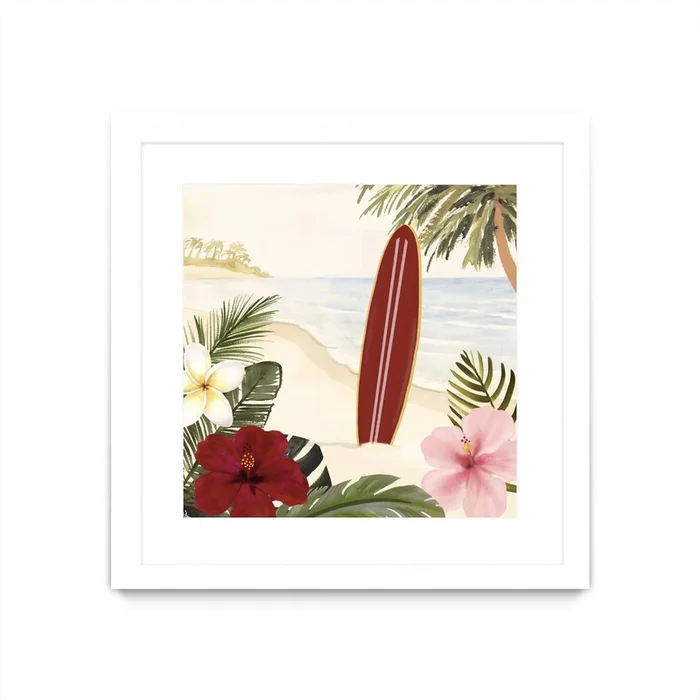 Aloha Ii Matted and Framed White 30×30 Wall Art|uvre dart murale encadre blanche et mate Aloha Ii 30×30