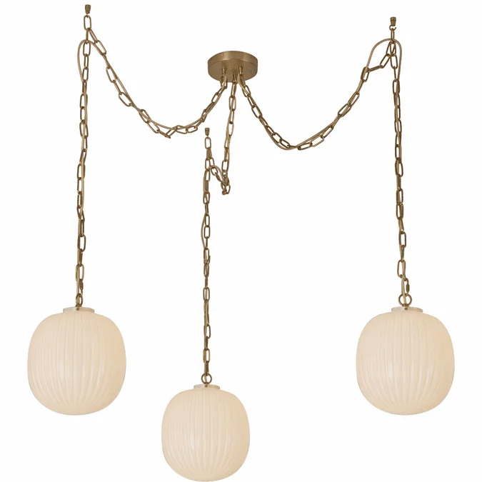 Alora Mood MP579712BGGR Cherise Modern Brushed Gold / Glossy Ribbed Opal Glass Multi Ceiling Light Pendant