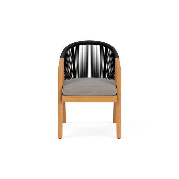 alpine dining armchair in natural teak finish with boten dark urban fabric grade c