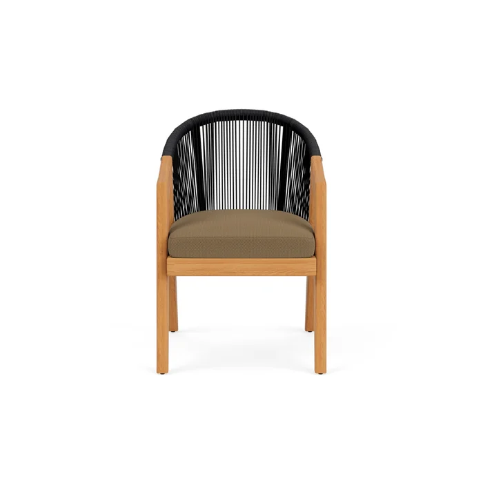 alpine dining armchair in natural teak finish with reflections straw fabric grade b