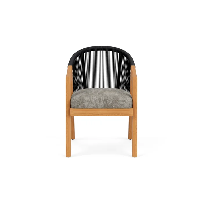 alpine dining armchair in natural teak finish with surface slate fabric grade c