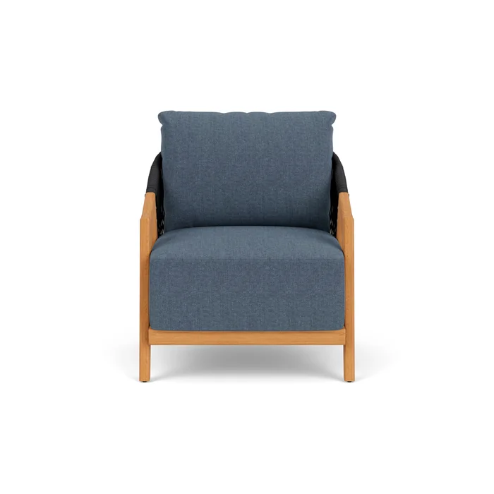 alpine lounge chair in natural teak finish with deluna aegean fabric grade b