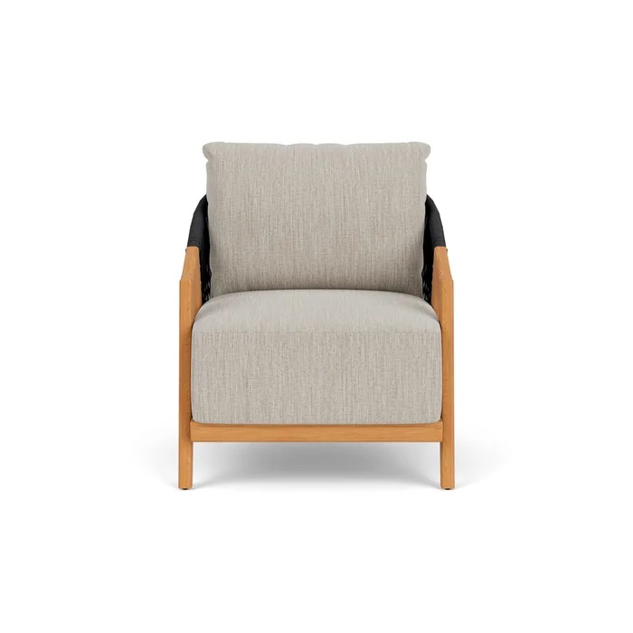 alpine lounge chair in natural teak finish with friendly flax fabric grade b