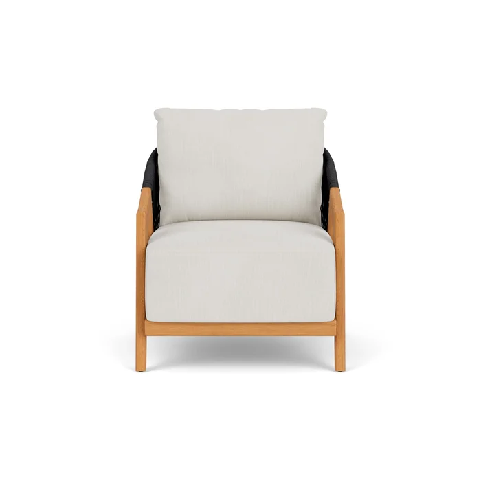 alpine lounge chair in natural teak finish with rollo linen fabric grade b