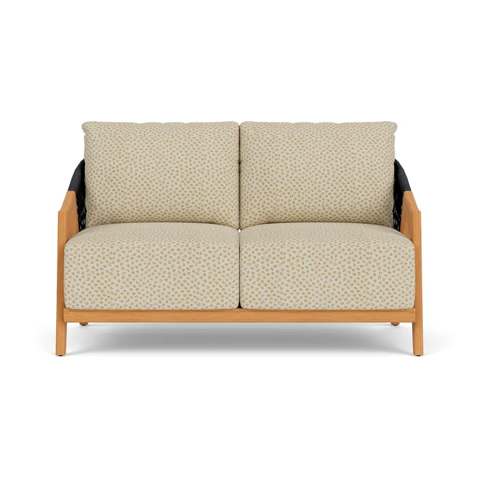 alpine loveseat in natural teak finish with bebot sisal fabric grade c
