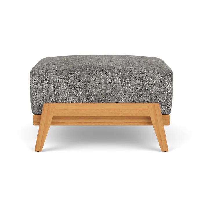 alpine ottoman in natural teak finish with black sand fabric grade b