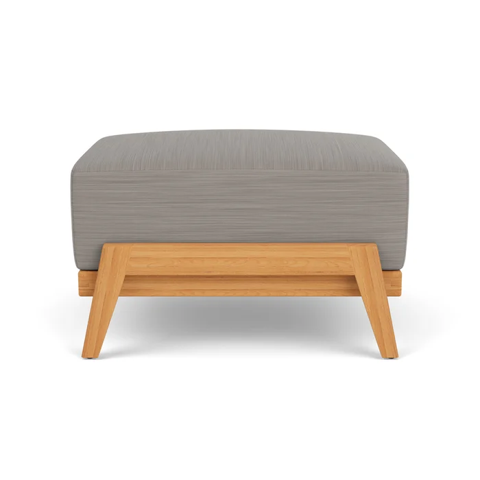 alpine ottoman in natural teak finish with boten dark urban fabric grade c