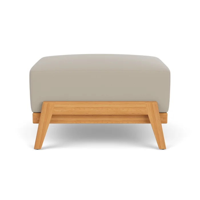 alpine ottoman in natural teak finish with callen driftwood fabric grade b
