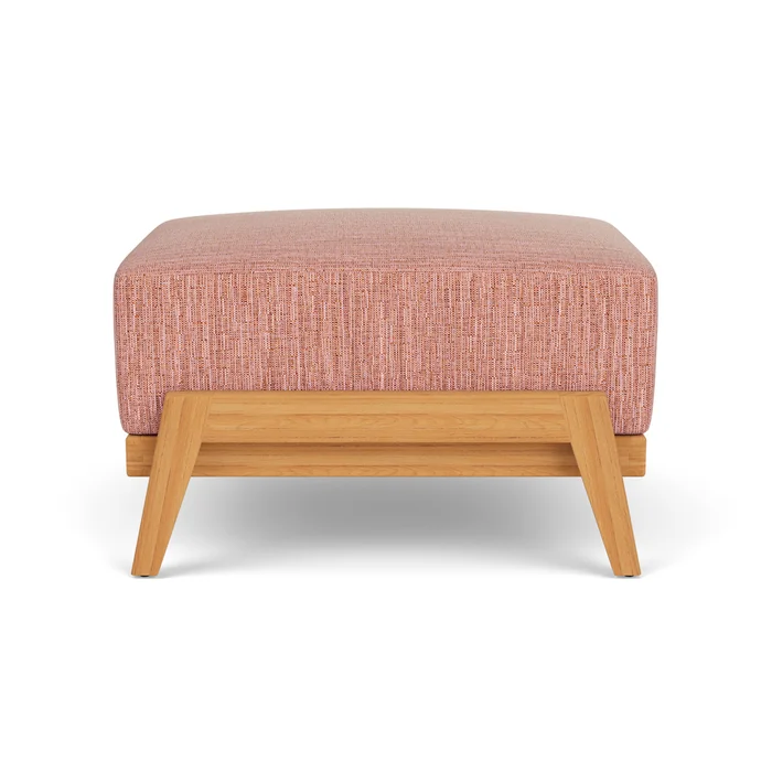 alpine ottoman in natural teak finish with friendly carnival fabric grade b