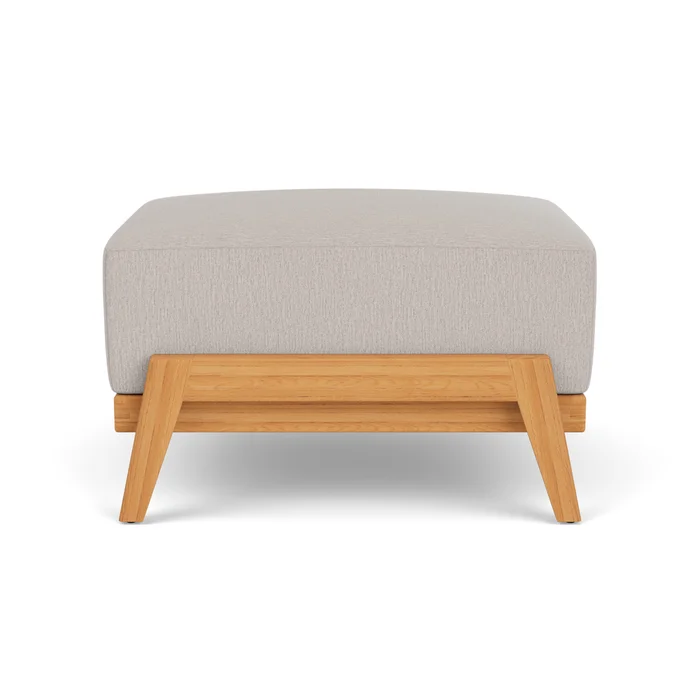 alpine ottoman in natural teak finish with remy cloud fabric grade b