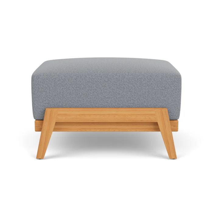 alpine ottoman in natural teak finish with rumba stonewashed fabric grade a