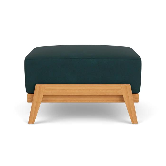 alpine ottoman in natural teak finish with sandberg lagoon fabric grade b