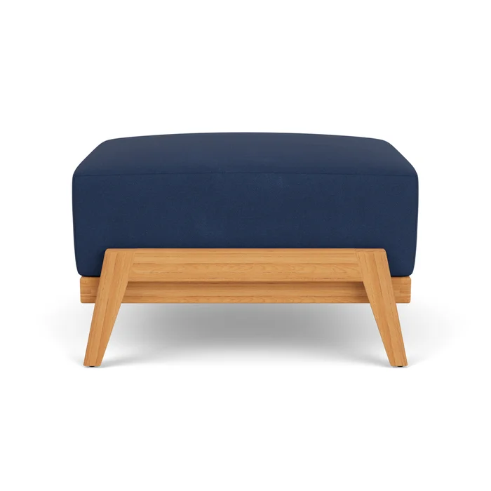 alpine ottoman in natural teak finish with sandberg navy fabric grade b