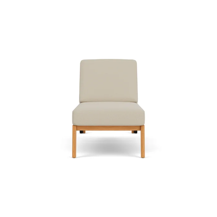 alpine pool chaise in natural teak finish with rumba straw fabric grade a