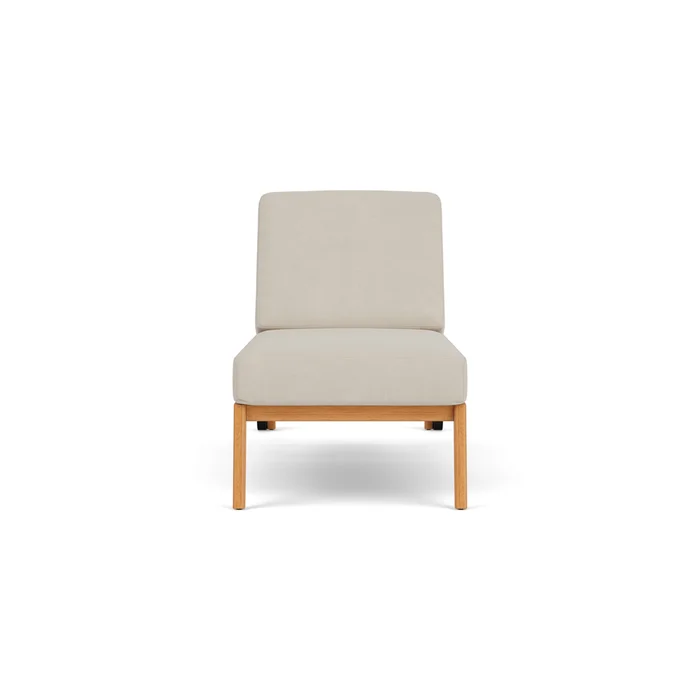 alpine pool chaise in natural teak finish with sandberg flax fabric grade b