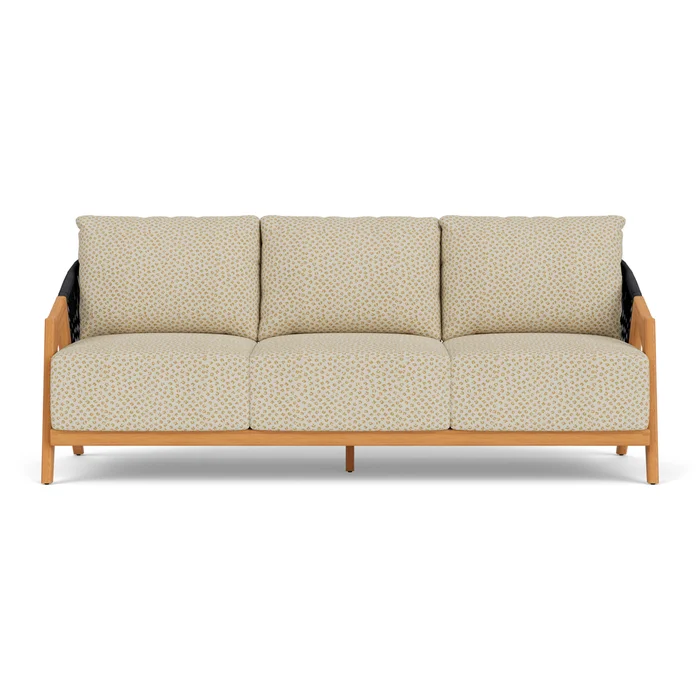 alpine sofa in natural teak finish with bebot sisal fabric grade c