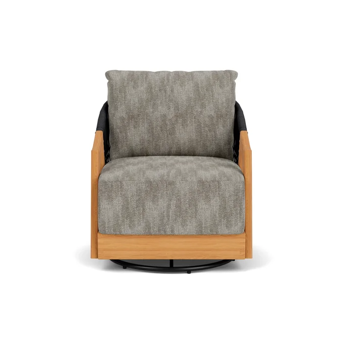 alpine swivel lounge chair in natural teak finish with surface slate fabric grade c