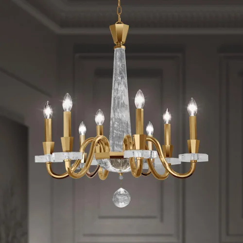 Amadeus 8 Light 120V Chandelier in Antique Silver with Optic Haze Quartz (168|S9334-48OH)