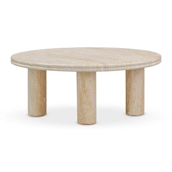 amora faux travertine 32″ round accent table