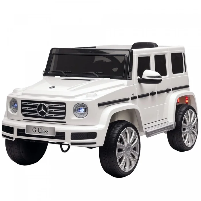 Aosom 12v Electric Car For Kids, Mercedes Benz G500 Licensed Battery Powered Kids Ride On Car With Remote Control, Music, Lights, Mp3, Suspension Wheels For 37-96 Months, White