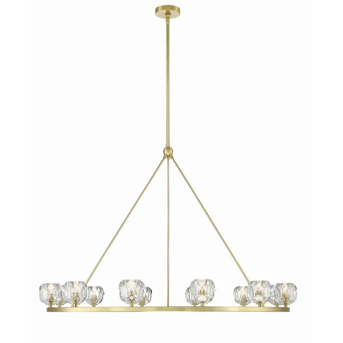 Aragon 12 Light LED Soft Brass Chandelier Faceted Cut Crystal 48″W x 32″H x 48″D