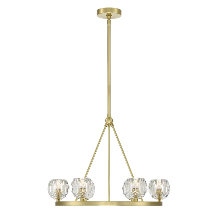 Aragon 6 Light LED Soft Brass Chandelier Faceted Cut Crystal 24″W x 18″H x 24″D