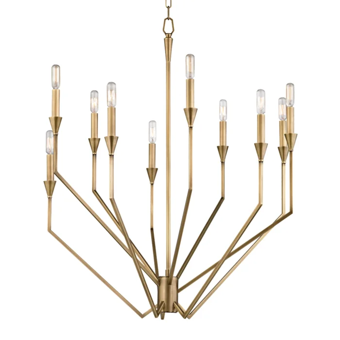 Archie 10-Light Chandelier in Aged Brass 30L x 30W x 35.75H