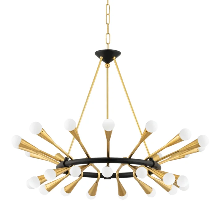 Aries 30-Light Chandelier in Vintage Polished Brass/Deep Bronze 38L x 38W x 26.5H