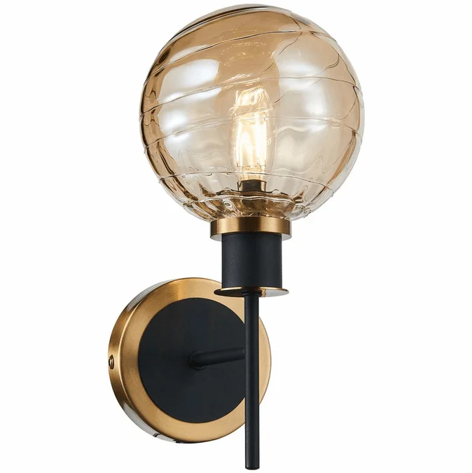 Artcraft AC11871AM Gem Contemporary Black and Brushed Brass Lighting Wall Sconce
