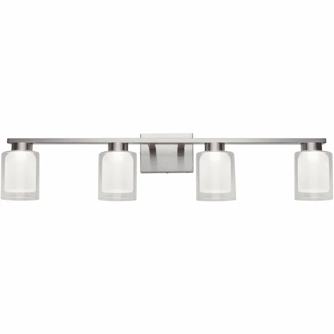 Artcraft AC7394BN Saville Modern Brushed Nickel LED 4-Light Bathroom Wall Light Fixture