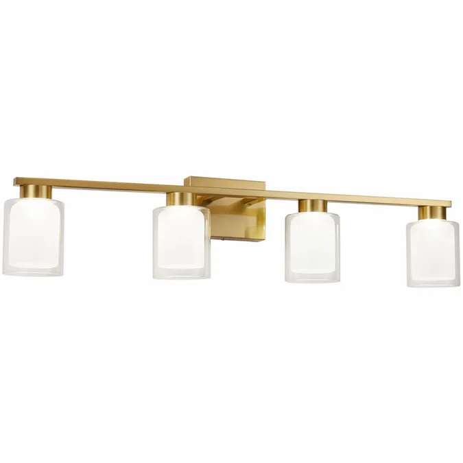 Artcraft AC7394BR Saville Modern Brass LED 4-Light Bathroom Wall Light Fixture