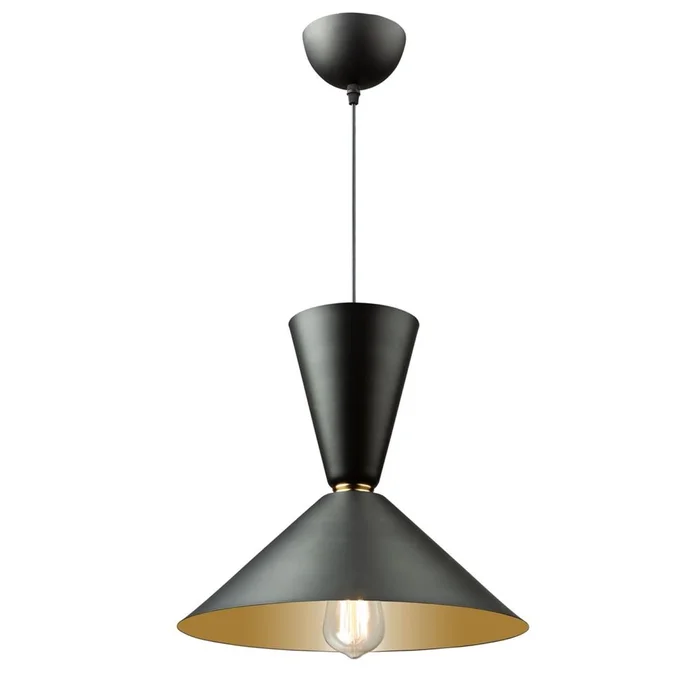 Artcraft Tempo 1 Light Large Pendant – Matte Black and Brass – SC13292BK