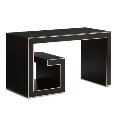 Artemis Collection Writing Desk in Caviar Black/Gold (142|3000-0213)