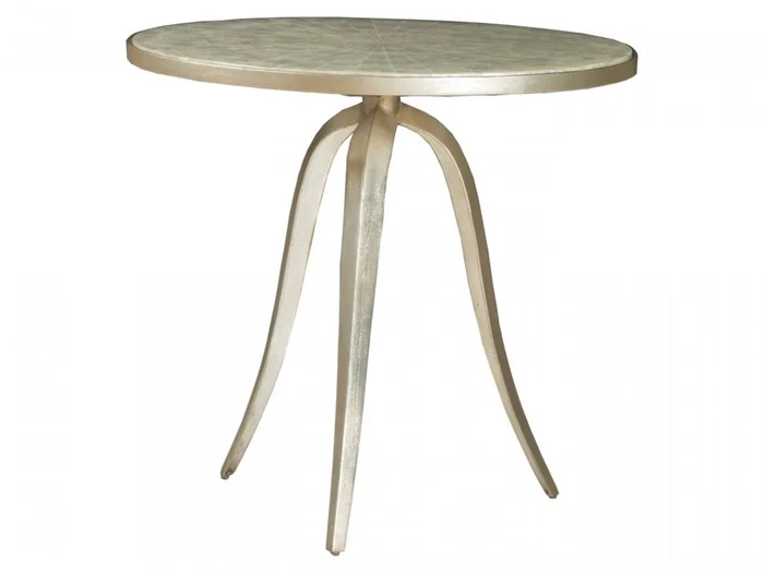 Artistica Home Signature Designs Capiz Round End Table in Champagne Silver Foil 2155-950