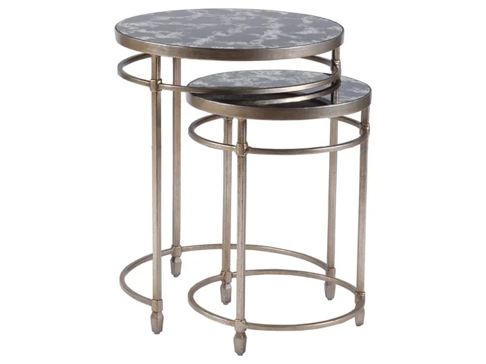 Artistica Home Signature Designs Colette Round Nesting Tables in Champagne Foil 2022-958