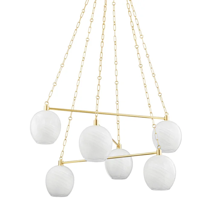 Asbury Park 6-Light Chandelier in Aged Brass 38L x 38W x 20.25H
