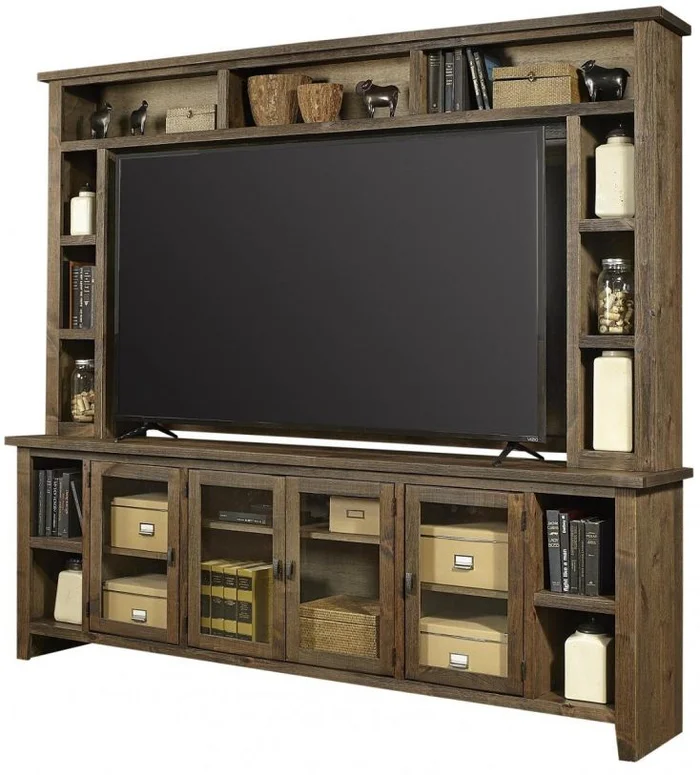 Aspenhome Alder Grove 84″ Console and Hutch in Brindle EST SHIP TIME IS 2 WEEKS