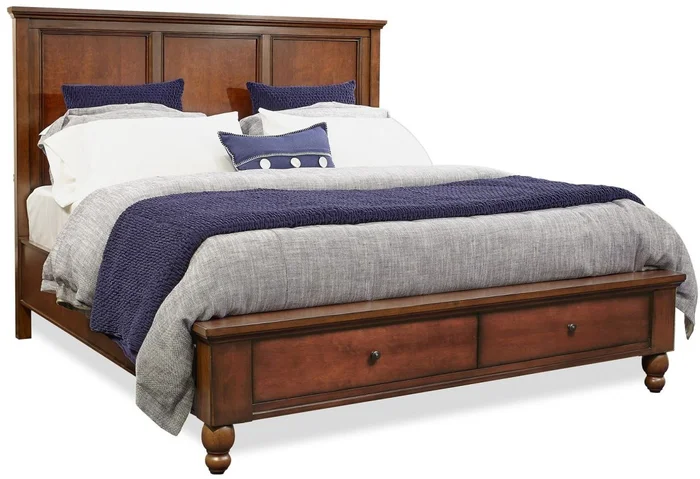 Aspenhome Cambridge Cal King Panel Storage Bed in Brown Cherry EST SHIP TIME IS 2 WEEKS