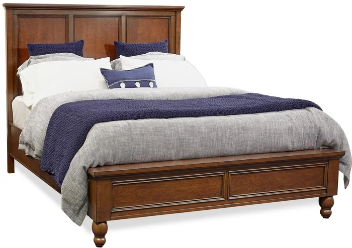 Aspenhome Cambridge King Panel Bed in Brown Cherry EST SHIP TIME IS 2 WEEKS