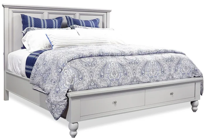 Aspenhome Cambridge King Panel Storage Bed in Grey EST SHIP TIME IS 2 WEEKS