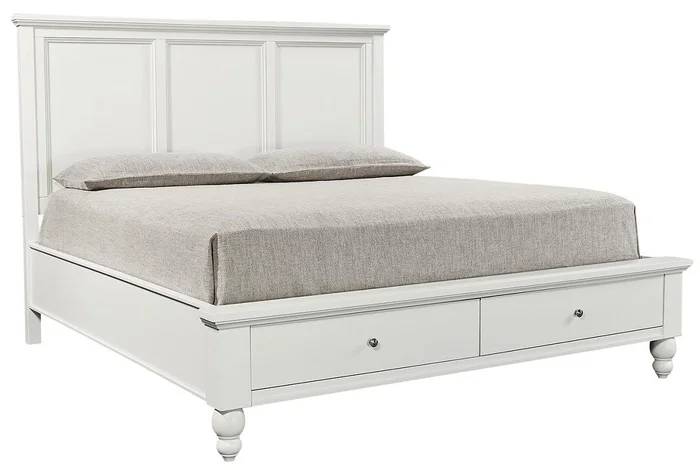 Aspenhome Cambridge King Panel Storage Bed in White EST SHIP TIME IS 2 WEEKS