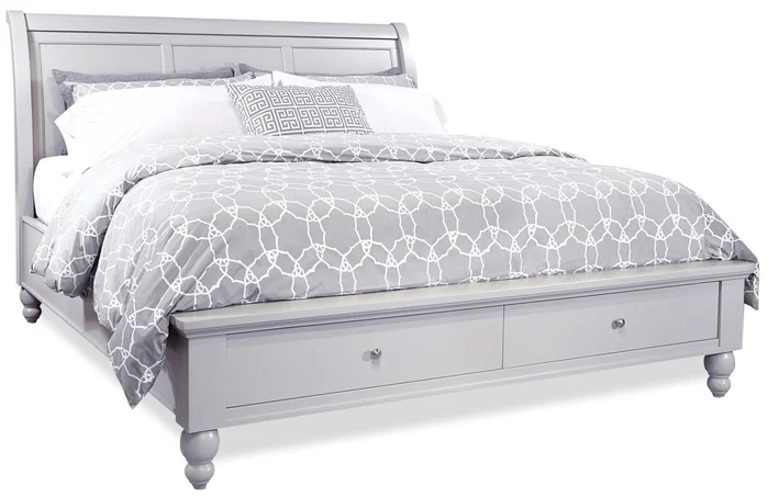 Aspenhome Cambridge Queen Sleigh Storage Bed in Grey EST SHIP TIME IS 2 WEEKS