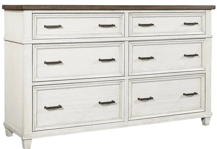 Aspenhome Caraway 6 Drawer Dresser in Aged Ivory I248-453 EST SHIP TIME IS 2 WEEKS