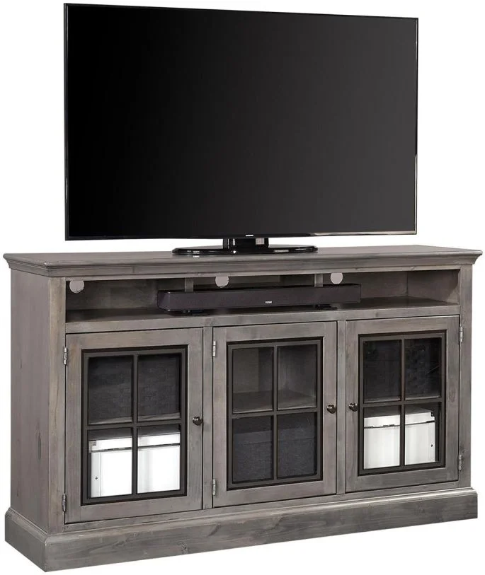 Aspenhome Churchill 66″ Highboy Console with 3 Doors in Smokey Grey DR1243-GRY