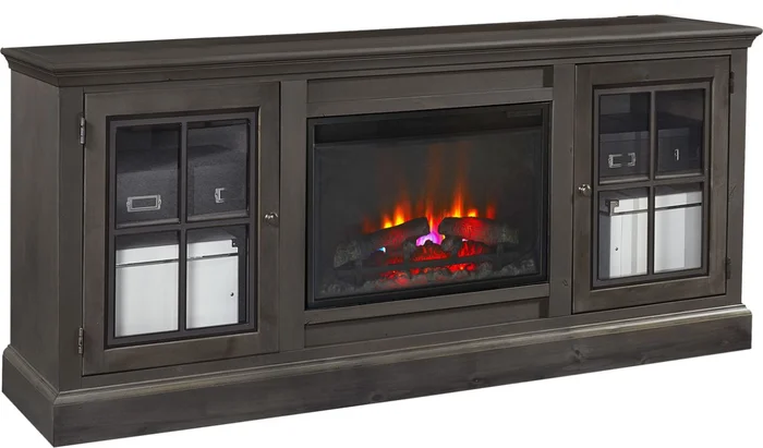 Aspenhome Churchill 76″ Fireplace Console in Ghost Black DR1950-GHT