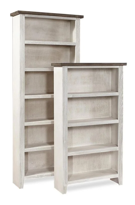 Aspenhome Eastport 74″ Bookcase with 4 Fixed Shelves in Drifted White WME3472-DWT