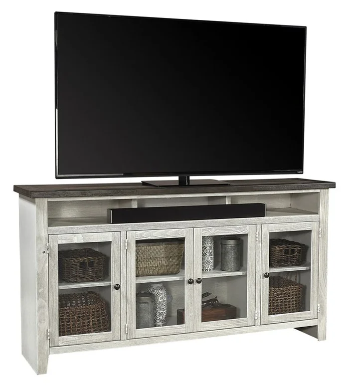 Aspenhome Eastport 74″ Highboy Console with 4 Doors in Drifted White WME1255-DWT