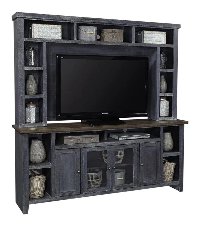 Aspenhome Eastport 84″ Console & Hutch in Drifted Black WME1036-DBK;WME1036H-DBK