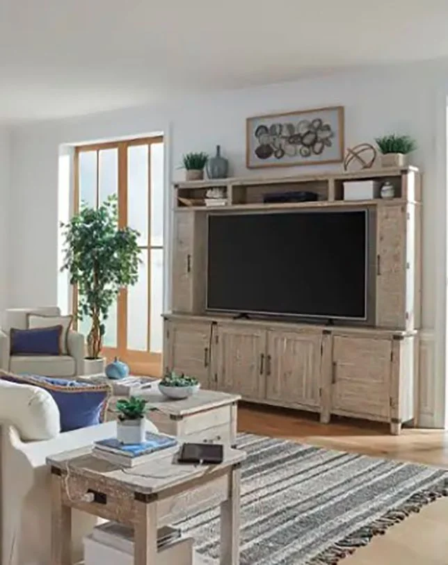 Aspenhome Foundry 96″ Console & Hutch in Weathered Stone I349-297-WST;I349-297H-WST